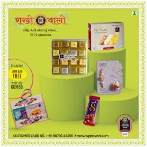 Premium Rakhi Gift Box – Dry Fruits (400g) & Mix Peda (250g) with Chocolate & Rakhi Card