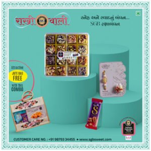 Dry Fruit Bites Rakhi Hamper – 16-Piece Acrylic Box with Chocolate & Rakhi Card