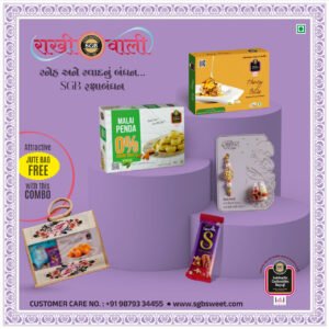 Healthy Rakhi Gift – Honey Bites (250g) & Sugar-Free Malai Peda with Chocolate & Rakhi Card